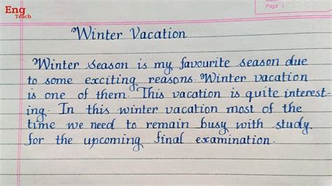 Essay On Winter Vacation Winter Vacation Essay Writing English Writing Handwriting Eng
