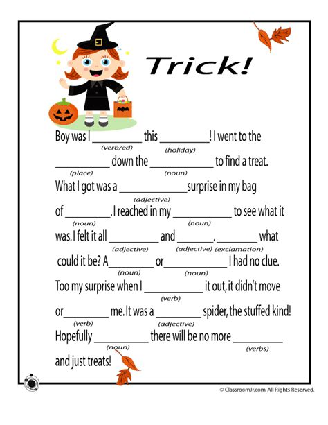 Halloween Mad Libs Halloween Mad Libs Tricks Classroom Jr When