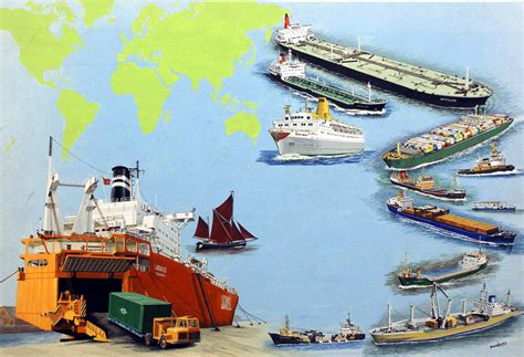 Montage Of Cargo Ships Around The World Original Signed By Clifford