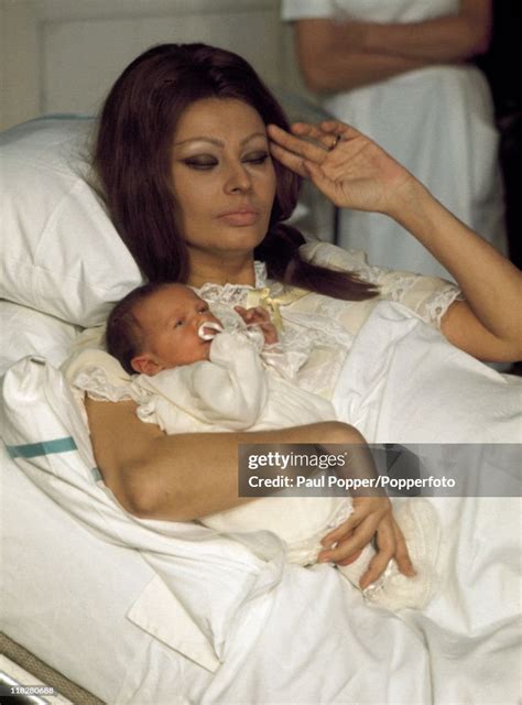 Italian Film Actress Sophia Loren With Her New Baby Boy Circa 1970