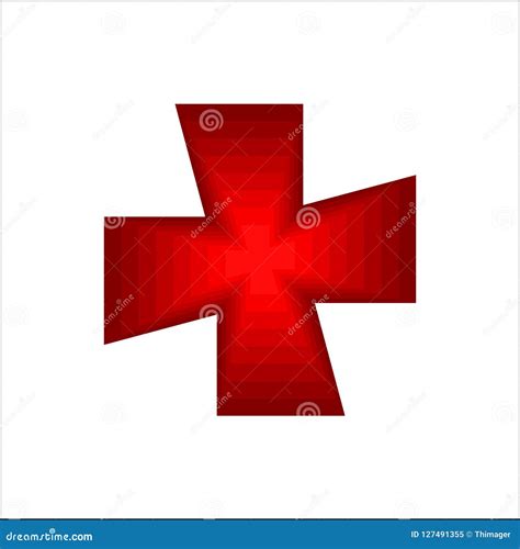 Red Plus Symbol On White Background Stock Illustration Illustration