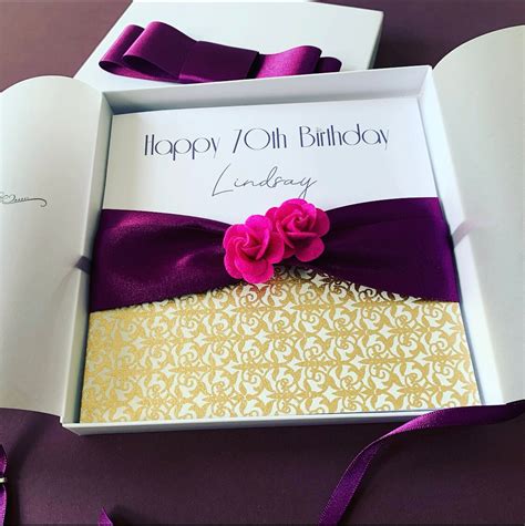 Handmade Birthday Card Luxury Boxed Card For 70th 60th Etsy