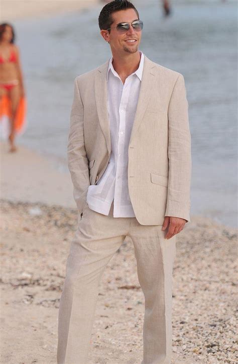 Here's how to wear a suit casually. Summer Casual Champagne Linen Men Suits Notched Lapel ...