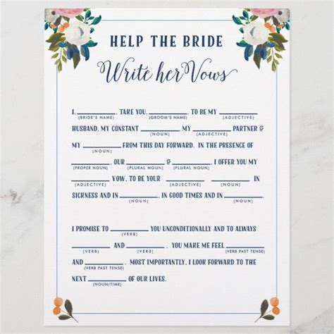 Help The Bride Write Her Vows Bridal Shower Game Tapclick To