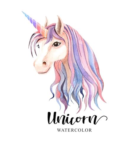 Premium Vector Beautiful Cute Watercolor Unicorn Head