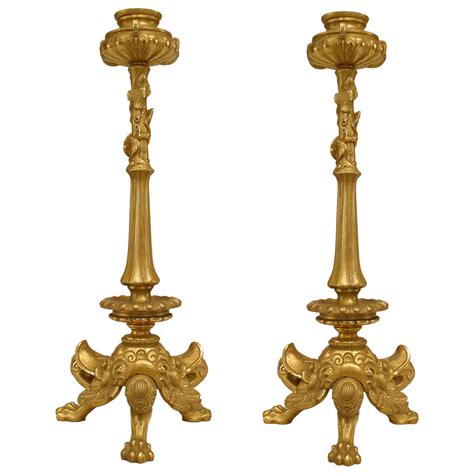 Pair Of Gilt Bronze Candlesticks For Sale At 1stdibs