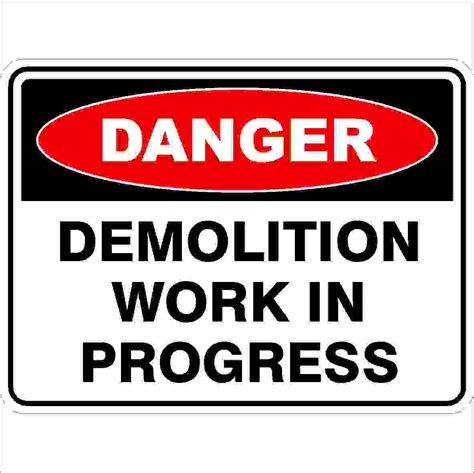 Demolition Work In Progress Discount Safety Signs New Zealand