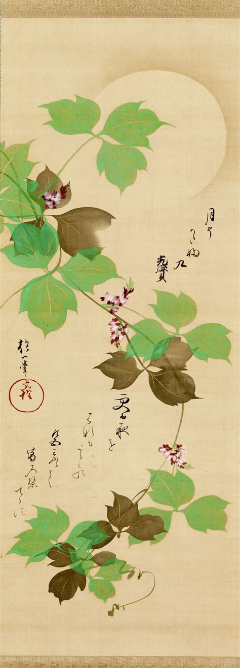 Sakai Hôitsu Moon And Arrowroot Vine Japanese Hanging Scroll Rimpa