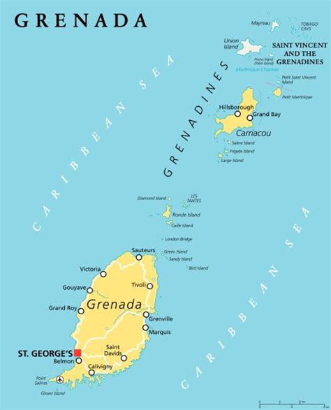 Grenada Political Map Stock Photo 14378089 Panthermedia Stock Agency