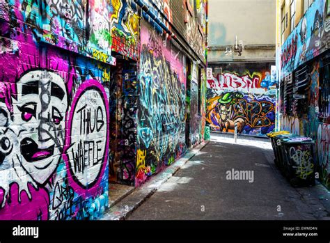 Australia Melbourne Murals Graffiti In The Famous Hosier Lane In The