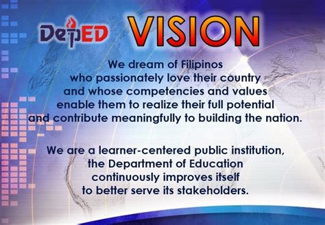 Deped Vision Mission Core Values Englishtagalog Free Download