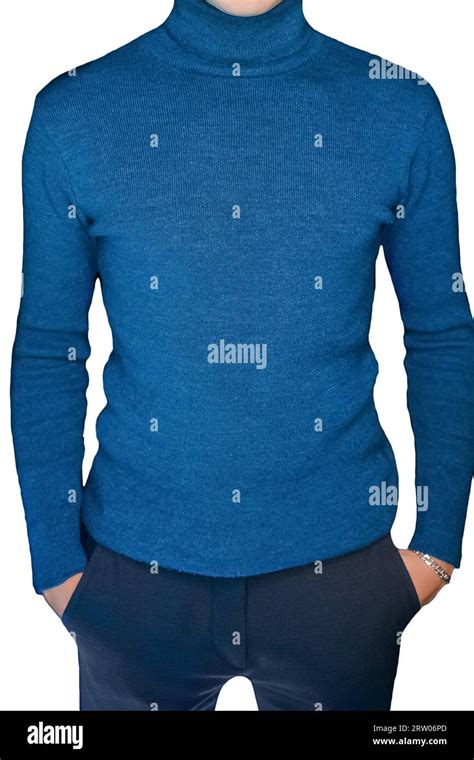 Skinny Guy In Blue Turtleneck Mens Style Of Clothing With Hands In His