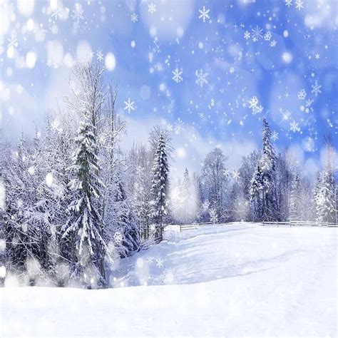Blue Sky Falling Snowflakes Photography Backdrop Snow