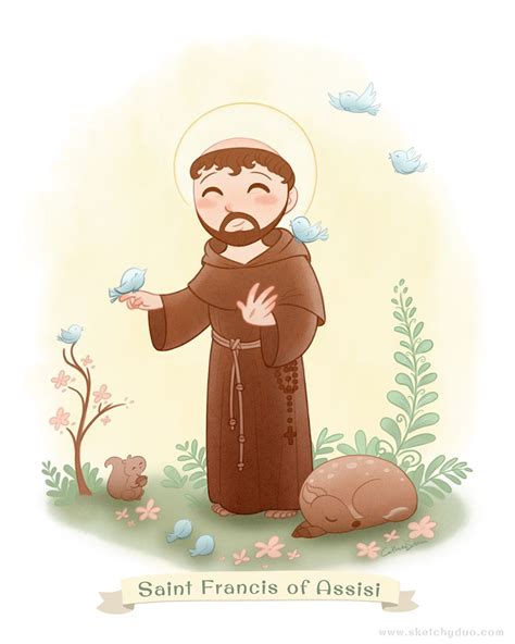 Saint Francis Of Assisi Illustration By Catherine Satrun Francis Of