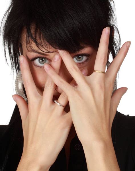 Girl Hiding Behind Hands Stock Image Image Of Woman 13895271