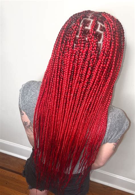From iconic classics to modern adult, all people use braids hairstyles that prove the versatility and 45 photos of rockin red box braids. Red Knotless braids | Red box braids, Braids hairstyles ...