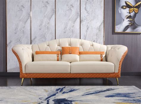 Orange Sofa Set Baci Living Room