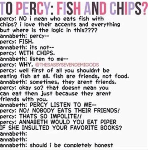 500 x 375 jpeg 22 кб. Fish are friends, not food! | Percy jackson quotes, Percy ...