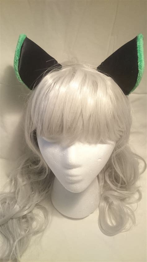Sleek Black And Green Cybergoth Punk Fuzzy Cat Ears Anime Etsy