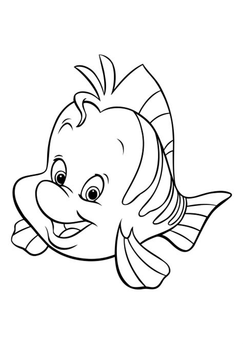 Flounder Fish Es El Mejor Amigo De Ariel Libro De Colorear Sirena