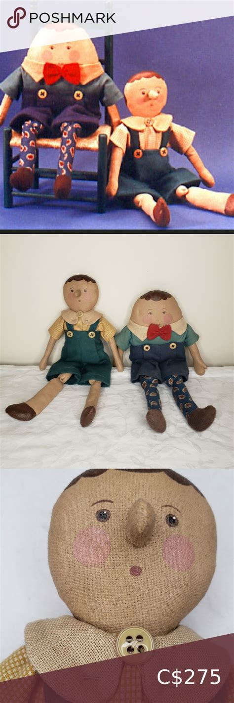 gail wilson vtg handcrafted pinocchio humpty dumpty nursery rhyme cloth dolls in 2022 humpty