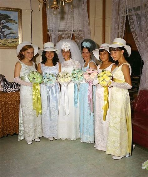 Late 1960’s Bride With Her Attendants New York Vintage Wedding Photos Wedding Gowns Vintage