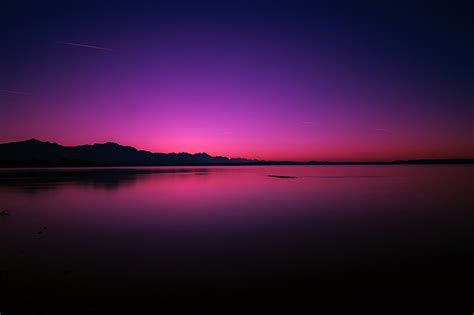 Lake Sunset Horizon Night Hd Wallpaper Wallpaperbetter