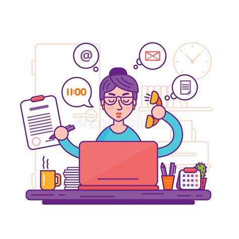 Woman Secretary Or Female Personal Assistant Vector Illustration Stock Vector Illustration Of