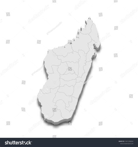 3d Map Madagascar Borders Regions Stock Vector Royalty Free