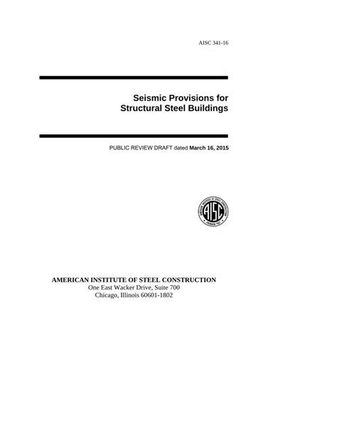 Pdf Seismic Provisions For Structural Steel Buildings · Aisc 341 16