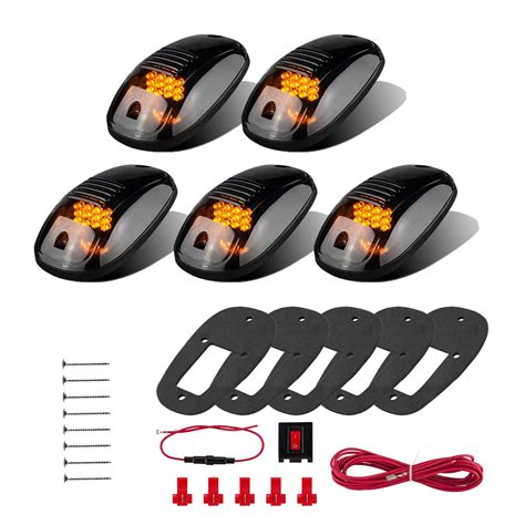Doxmall 5x Amber Led Smoke Cab Roof Running Top Marker Lights For Dodge