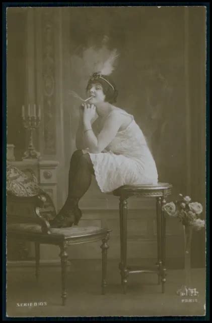 aa french risque lingerie near nude woman smoking original 1910s photo postcard 13 95 picclick