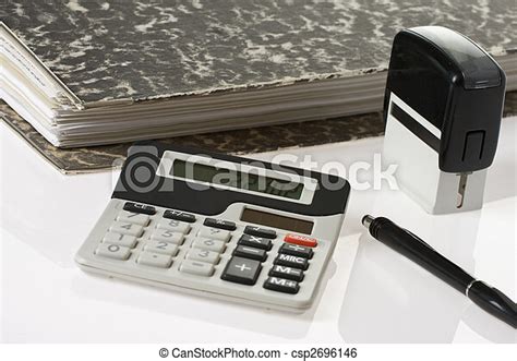 Bookkeeping Tools On White Background Canstock