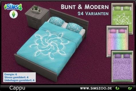 Blackys Sims 4 Zoo Colorful And Modern Bed By Cappu • Sims 4 Downloads