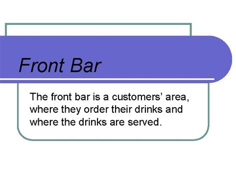 Chapter 3 Bar Parts And Equipment Layout Bar