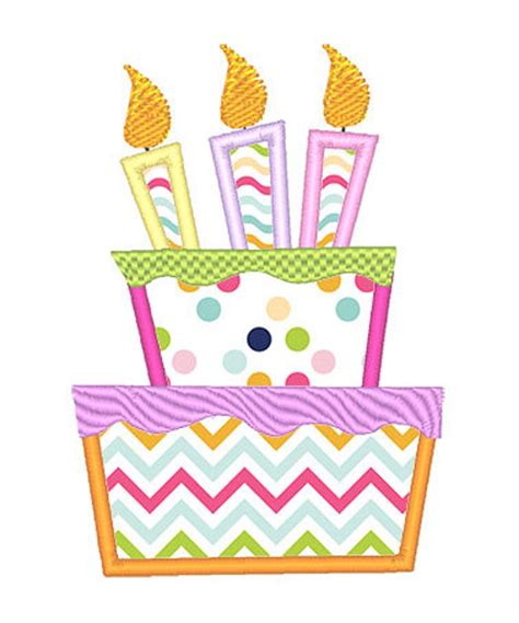 Birthday Cake Applique Embroidery Design Instant Download Etsy