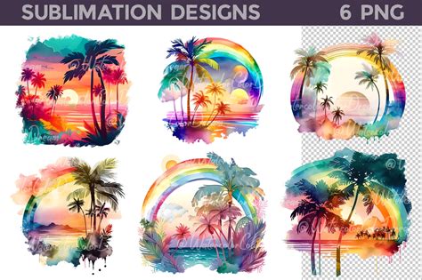 Tropical Beach Sunset Sublimation Design Graphic By