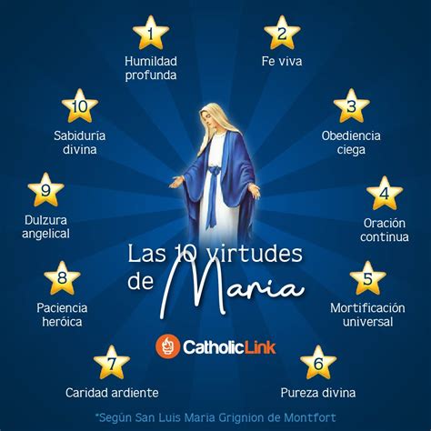 Infografía Las 10 Virtudes De María Catholic Link