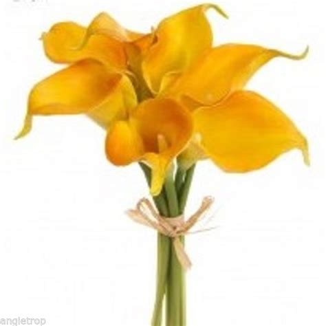 Wedding Mini Bouquet Real Touch Latex Calla Lily Flowers Yellow
