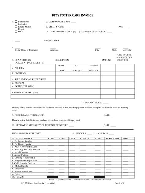 Dfcs Foster Care Invoice Fill And Sign Printable