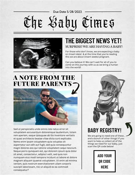 Newspaper Pregnancy Announcement Digital Canva Template Etsy