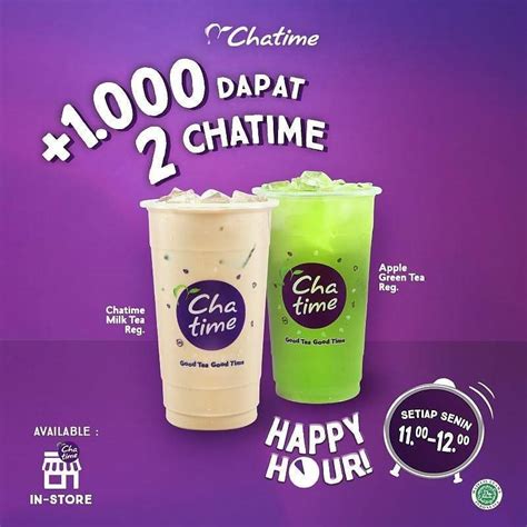 We're full of fun flavours. Chatime Promo Happy Hour + Rp 1.000 dapat 2 minuman - Disqonin