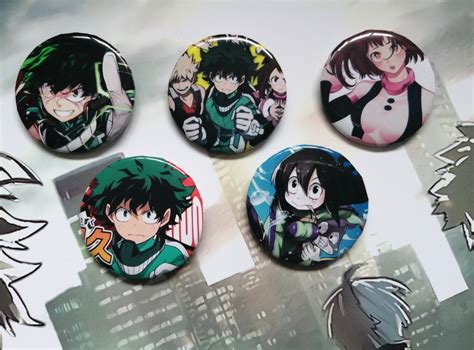My Hero Academia Lot Of 5 Badges Pins Mha Anime Manga Etsy