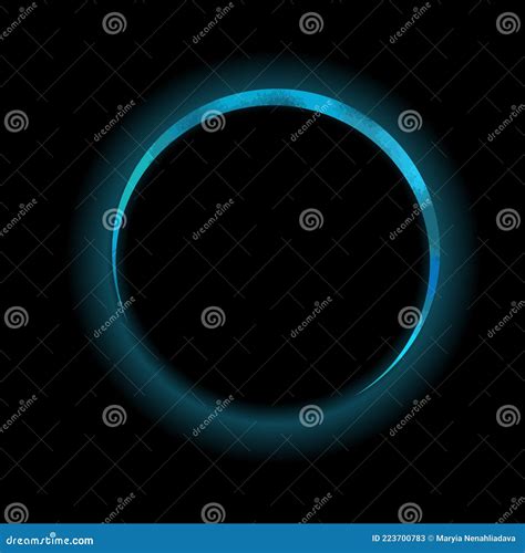 Lunar Eclipse Black Background And Blue Shining Circle Vector