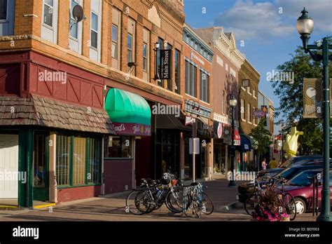 Main Street Historic Business District Of Cedar Falls Iowa Stock