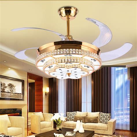 The monte carlo mini ceiling fans. Modern LED Luxury 52 inch Invisible Retractable Crystal ...