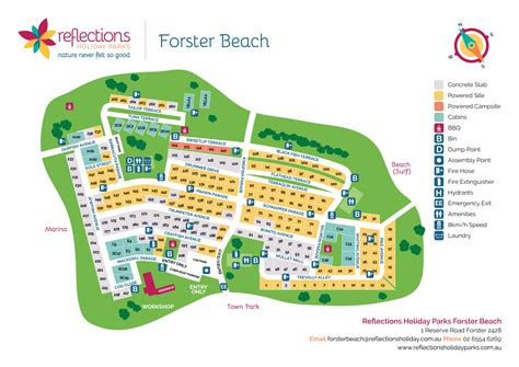 Forster Beach Holiday Park Map Reflections Holiday Park