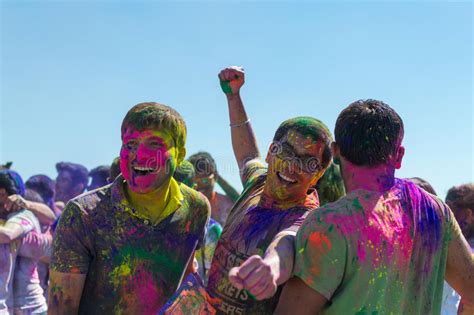 People Celebrating Holi Festival Of Colors Editorial Photo Image Of