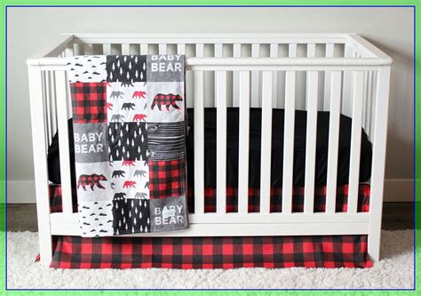 Crib bedding set unisex baseball blue woven cotton baby kids 8pcs xmas gift. 90 reference of crib bedding black bear in 2020 | Baby boy ...