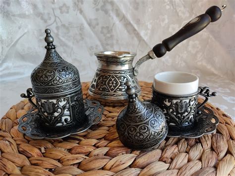 Turkish Coffee Set Greek Coffee Set Copper Coffee Pot Etsy